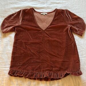 Madewell Velvet Ruffle Blouse